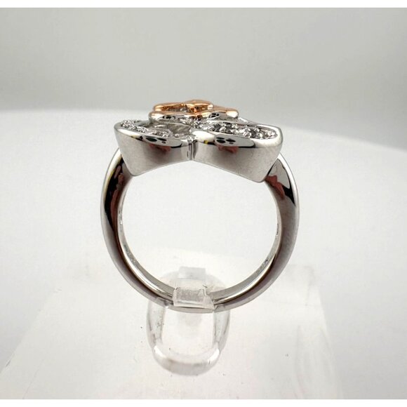 Natural Diamond Triple Heart Ring - Two Tone - Size 7.25 - Picture 5 of 16